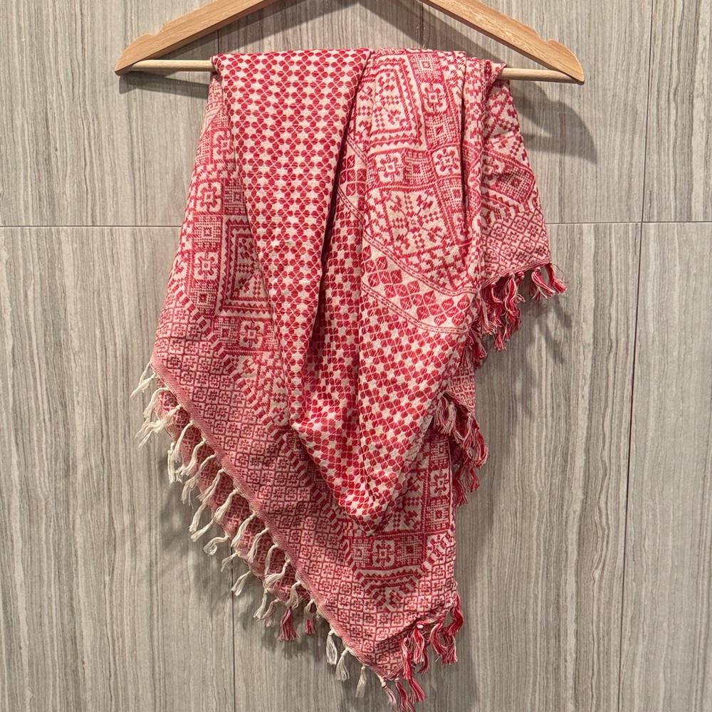 Madewell Red and Cream Patterned Scarf